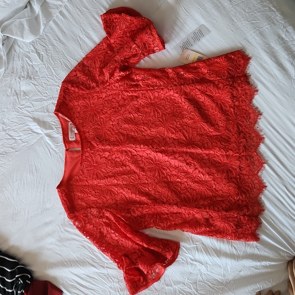 Nanette Lepore Coralicious Lacey Blouse Medium